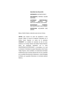 los magistrados del Tribunal Electoral en el expediente SUP-RAP-573/2011