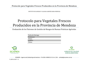 Protocolo para Vegetales Frescos Producidos en la Provincia de Mendoza