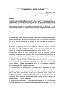 LA CONFIANZA EN LAS INSTITUCIONES POLÍTICAS, LA CRISIS  José Eduardo Jorge