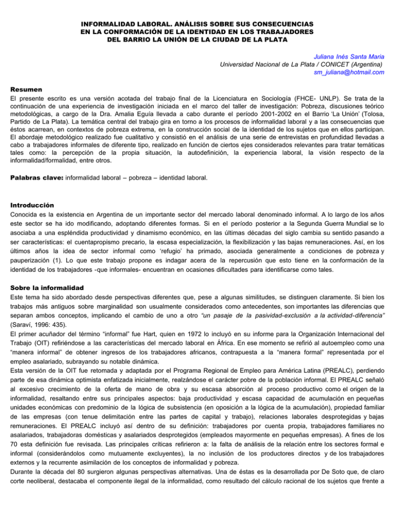 INFORMALIDAD LABORAL. ANÁLISIS SOBRE SUS CONSECUENCIAS