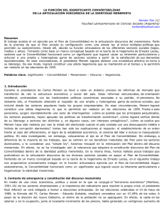 CONVERTIBILIDAD EN LA ARTICULACIÓN DISCURSIVA DE LA IDENTIDAD MENEMISTA Resumen