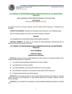 Ley Federal de Responsabilidades Administrativas de los Servidores P blicos 14 de julio de 2014