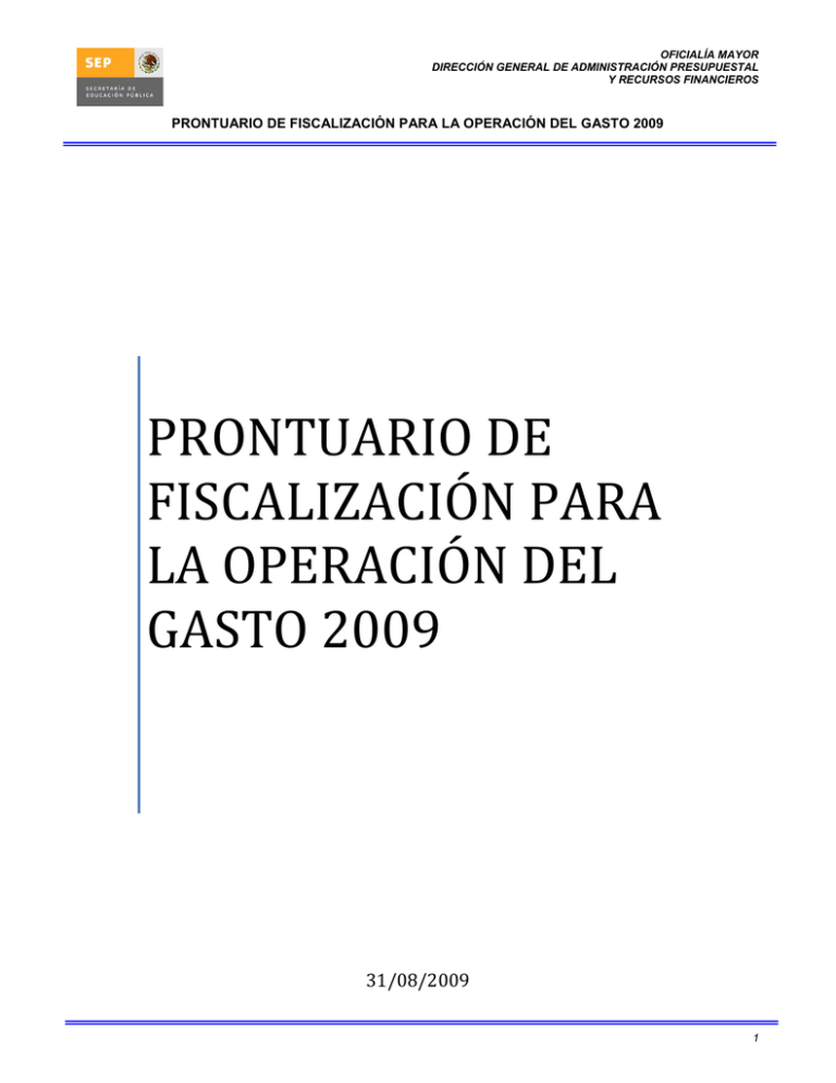 Prontuario De Fiscalizaci N Para La Operaci N Del Gasto 31 De Agosto De ...