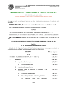 Ley de Ingresos de la Federaci n para el Ejercicio Fiscal de 2016 18 de noviembre de 2015