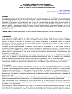 VIH-SIDA Y PAREJAS SERODISCORDANTES: RELACIONES SEXUALES Y USO DEL PRESERVATIVO