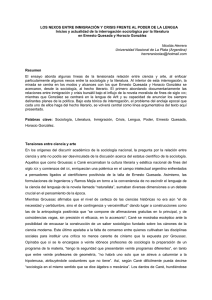 LOS NEXOS ENTRE INMIGRACIÓN Y CRISIS FRENTE AL PODER DE... Inicios y actualidad de la interrogación sociológica por la literatura