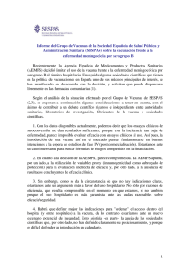 Informe del Grupo de Vacunas de la Sociedad Española de Salud Pública y  Administración Sanitaria (SESPAS) sobre la vacunación frente a la 
