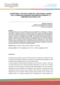 JUVENTUDES Y POLÍTICA: USOS DE LA MILITANCIA JUVENIL CAMPAÑA ELECTORAL 2013