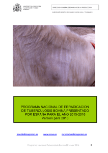 Programa nacional de erradicación de tuberculosis bovina presentado por España para el año 2015-2016
