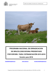 Programa nacional de erradicación de brucelosis bovina presentado por España para cofinanciación 2015- 2016