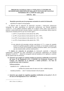 Programa nacional para la vigilancia y control de determinados serotipos de Salmonella en manadas de gallinas ponedoras de la especie Gallus gallus. España 2016
