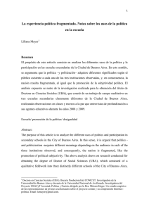 La experiencia política fragmentada. Notas sobre los usos de la... en la escuela