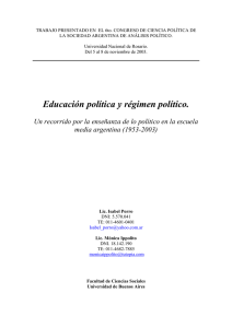 Educacion politica y regimen politico. Un recorrido por la enseñanza de lo político en la escuela media argentina (1953-2003)
