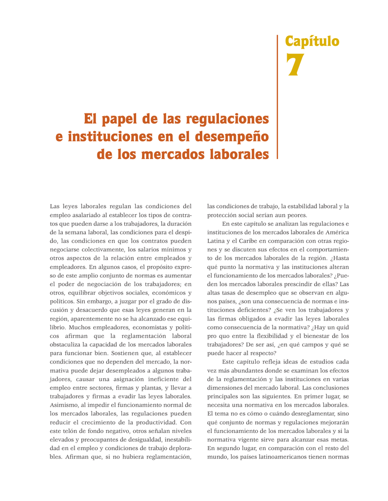 Cap Tulo 7. El Papel De Las Regulaciones E Instituciones En El Desempe ...