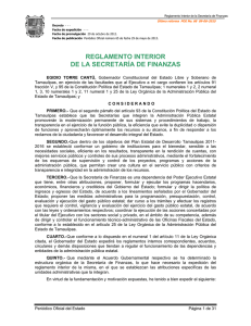 Reglamento Interior de la Secretaría de Finanzas