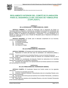 Reglamento Interior del Comité de Planeación para el Desarrollo (COPLADET)