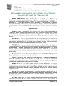 Reglamento de las áreas protegidas para el Estado de Tamaulipas