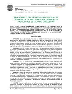 Reglamento del Servicio Profesional de Carrera de la Procuradur&iacute;a General de Justicia del Estado