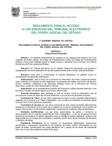 Reglamento para el acceso a los Servicios del Tribunal Electrónico del Poder Judicial