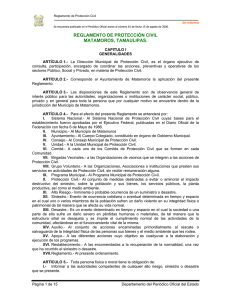 REGLAMENTO DE PROTECCIÓN CIVIL MATAMOROS, TAMAULIPAS.