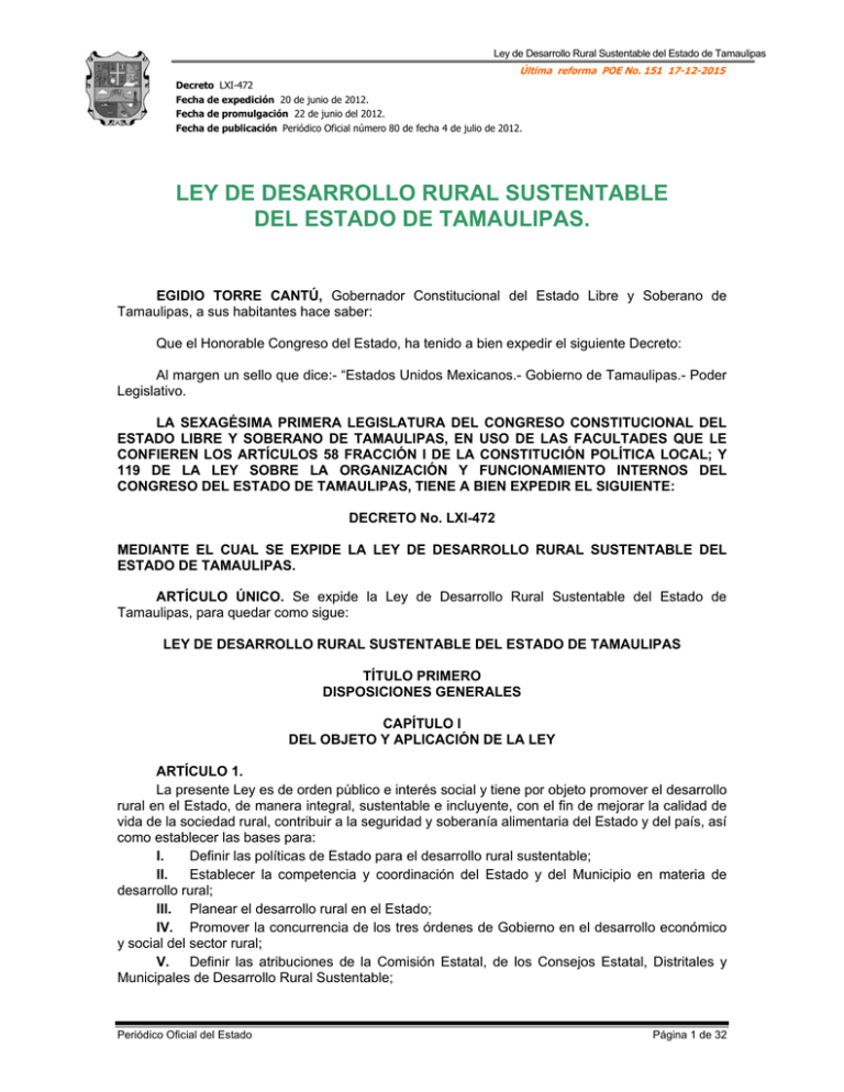 Ley De Desarrollo Rural Sustentable Del Estado 9298