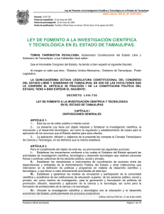 Ley de Fomento a la Investigación Científica y Tecnológica en el Edo.