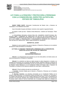 Ley para la atención y protección a personas con la Condición del Espectro Autista del Estado de Tamaulipas
