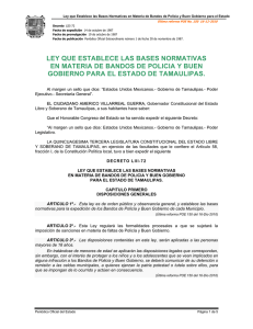 Ley que establece las bases Normativas en materia de Bandos de Policía y Buen Gobierno para el Estado