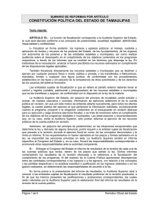 CONSTITUCIÓN POLÍTICA DEL ESTADO DE TAMAULIPAS SUMARIO DE REFORMAS POR ARTÍCULO