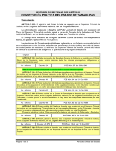 CONSTITUCIÓN POLÍTICA DEL ESTADO DE TAMAULIPAS HISTORIAL DE REFORMAS POR ARTÍCULO