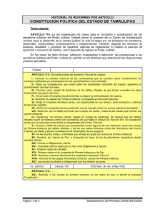 CONSTITUCION POLITICA DEL ESTADO DE TAMAULIPAS HISTORIAL DE REFORMAS POR ARTICULO