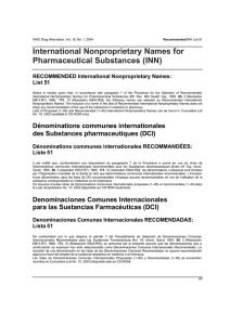 International Nonproprietary Names for Pharmaceutical Substances (INN) RECOMMENDED International Nonproprietary Names: List 51