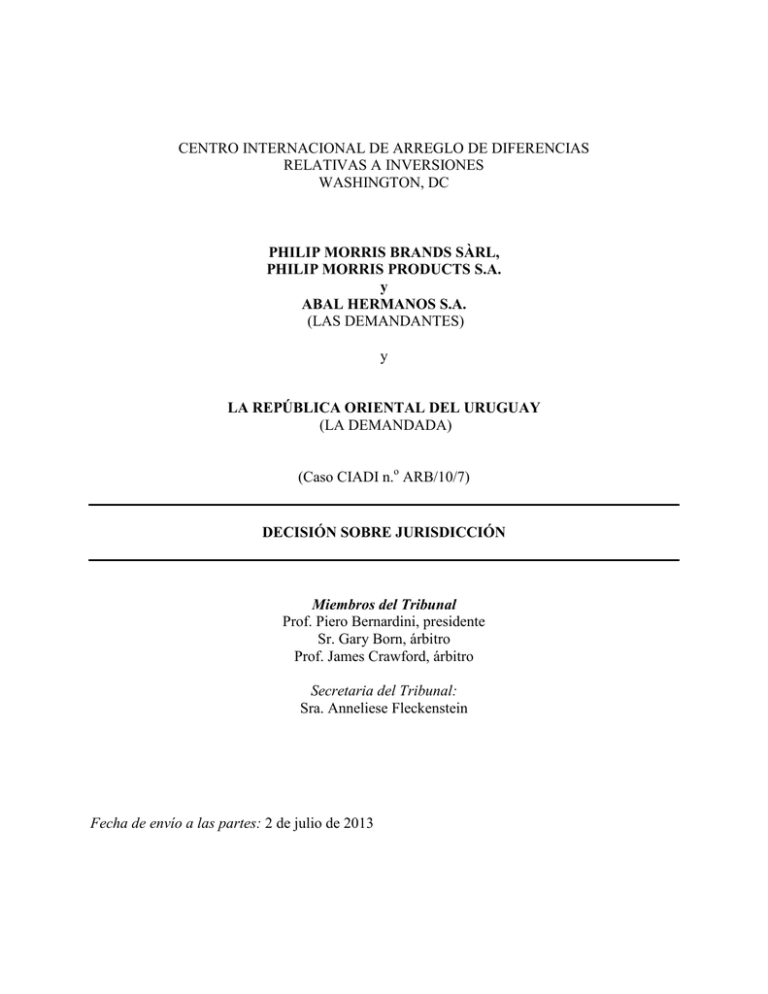 CENTRO INTERNACIONAL DE ARREGLO DE DIFERENCIAS RELATIVAS A INVERSIONES 