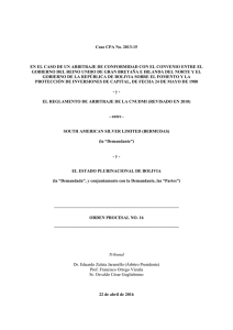 Procedural Order No. 16 (Spanish)