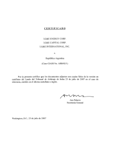 CERTIFICADO LG&amp;E ENERGY CORP. LG&amp;E CAPITAL CORP. LG&amp;E INTERNATIONAL, INC.