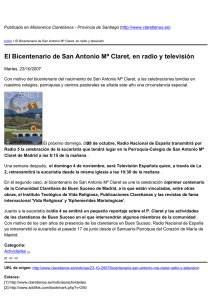 El Bicentenario de San Antonio Mª Claret, en radio y...
