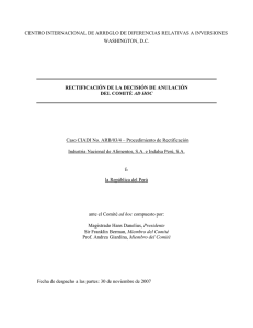 Rectification of the Decision on Annulment of the ad hoc Committee (Spanish)