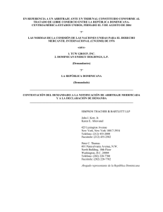Respondent's Reply to Amended Notice of Arbitration and Statement of Claim (Spanish)