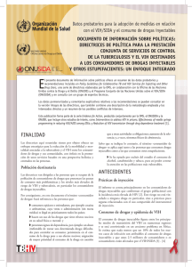 Directrices de política para la prestación conjunta de servicios de control de la tuberculosis y el VIH destinados a los consumidores de drogas