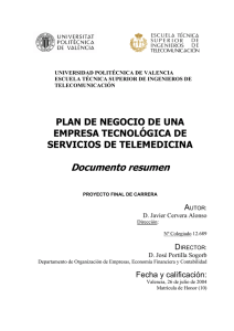 Plan de Negocio de una Empresa Tecnológica de Servicios de Telemedicina.