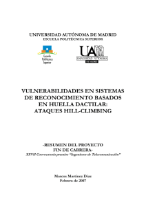 Vulnerabilidades en Sistemas de Reconocimiento Basados en Huella Dactilar: Ataques Hill-Climbing.