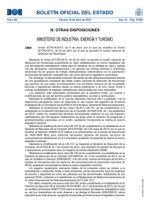 Orden IET/614/2015, de 6 de abril, por la que se modifica la Orden IET/787/2013, de 25 de abril, por la que se aprueba el cuadro nacional de atribución de frecuencias