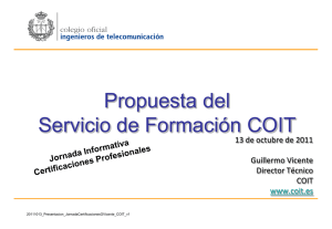 Propuesta del Servicio de Formación COIT 13 de octubre de 2011