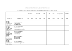   No aparece información de la nota de corte en las titulaciones que, en esta fase, no han tenido vacantes.  NOTAS DE CORTE LISTAS DE ESPERA 5 DE SEPTIEMBRE DE 2013 