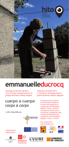 Cartel anunciador de la presentación en Broto de la obra de Emmanuelle Ducrocq, dentro del programa HITO