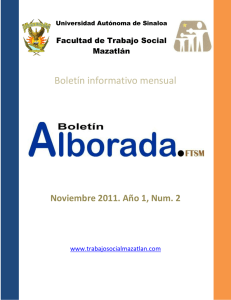 Boletín informativo mensual Noviembre 2011. Año 1, Num. 2