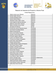 Lista de Asesores de Unidad Regional Sur, Universidad Aut noma de Sinaloa .