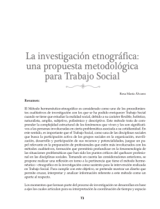 La investigaci n etnogr fica : Uuna propuesta metodol gica para Trabajo Social ( LVAREZ , R.)