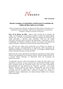 Nexans consigue un importante contrato para el suministro de cables de fibra óptica en el Caribe(68.8kb)