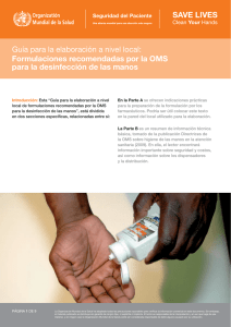 Guía para la elaboración a nivel local: Formulaciones recomendadas por la OMS para la desinfección de las manos pdf, 886kb